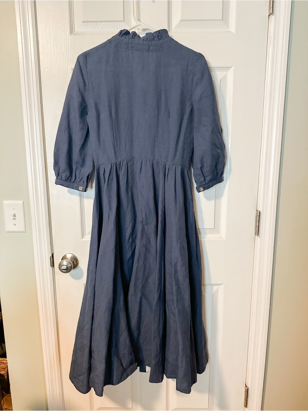 Son De Flor Ophelia Moonlight Blue Linen Dress XXS - Picture 4 of 8